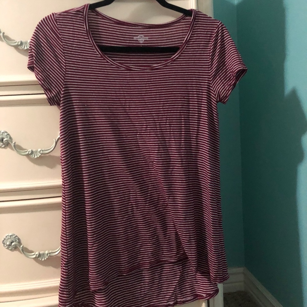 Maroon striped tee shirt!